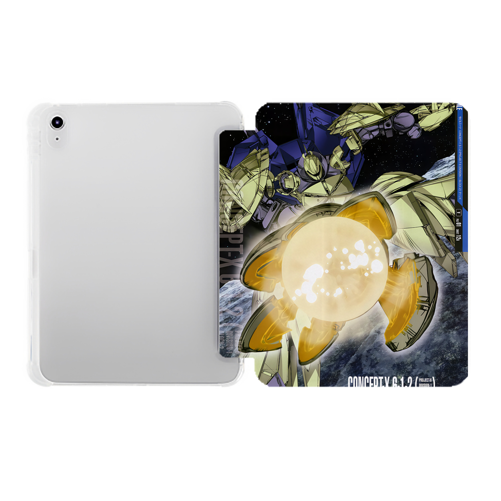 （画像用） 機動戦士ガンダム Mobile Suit Gundam IPad ケース ペン収納付き 三つ折りスタンド PUレザー×シリコン 対応機種9.5/10.5/10.9インチ
